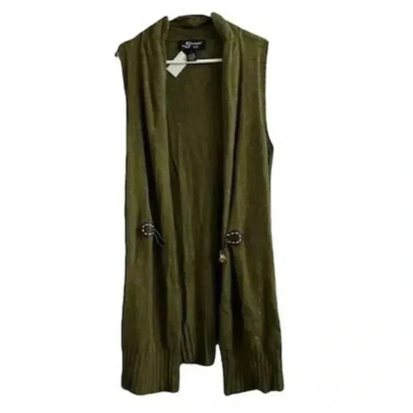 Sharagano studio Women's Sleeveless Knit Vest L Green Toggle Closure Cas… - Picture 1 of 3